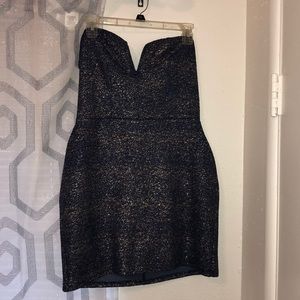 Material Girl | blue and gold shimmer party dress